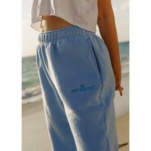 Pink Palm Puff Baby Blue Sweatpants Size TL (Tall Large) Surfer Cozy Lounge